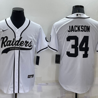 Men's Las Vegas Raiders #34 Bo Jackson White Cool Base Stitched Baseball Jersey