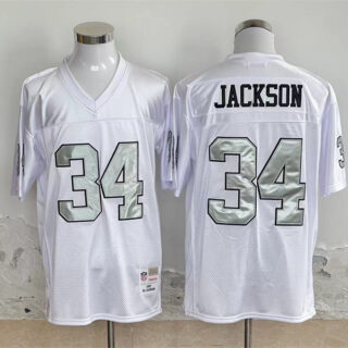 Men's Las Vegas Raiders #34 Bo Jackson White Throwback Stitched Football Jersey