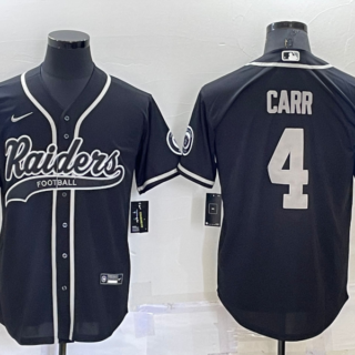 Men's Las Vegas Raiders #4 Derek Carr Black Cool Base Stitched Baseball Jersey