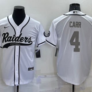 Men's Las Vegas Raiders #4 Derek Carr White Grey Cool Base Stitched Baseball Jersey