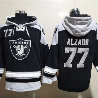 Men's Las Vegas Raiders #77 Lyle Alzado Black Ageless Must-Have Lace-Up Pullover Hoodie