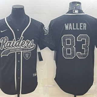 Men's Las Vegas Raiders #83 Darren Waller Black Reflective With Patch Cool Base Stitched Baseball Jersey