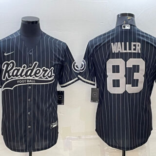 Men's Las Vegas Raiders #83 Darren Waller Black With Patch Cool Base Stitched Baseball Jersey
