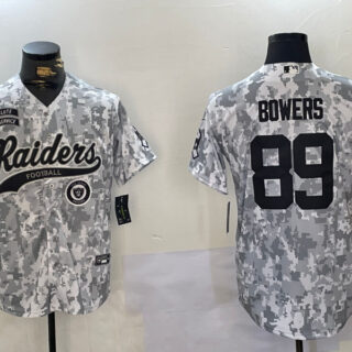 Men's Las Vegas Raiders #89 Brock Bowers 2024 Arctic Camo Salute To Service Stitched Baseball Jerseys