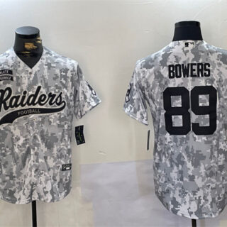 Men's Las Vegas Raiders #89 Brock Bowers 2024 Arctic Camo Salute To Service Stitched Baseball Jersey