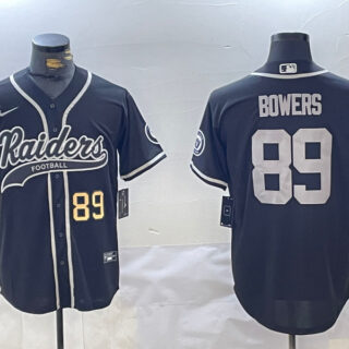 Men's Las Vegas Raiders #89 Brock Bowers Black Cool Base Stitched Baseball Jerseys
