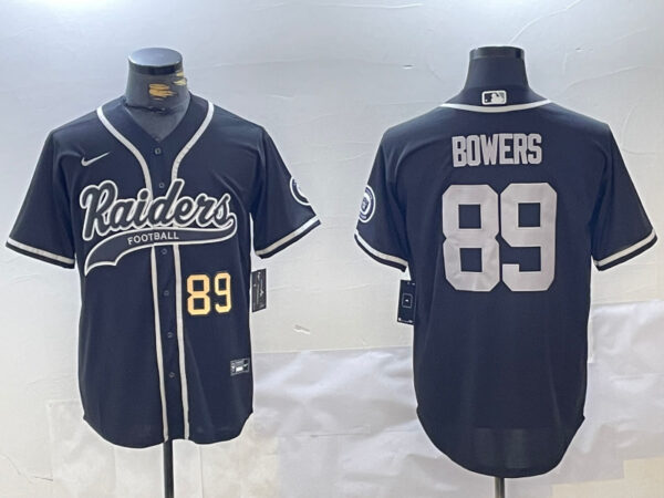 Men's Las Vegas Raiders #89 Brock Bowers Black Cool Base Stitched Baseball Jerseys