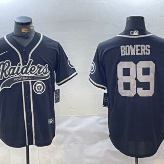 Men's Las Vegas Raiders #89 Brock Bowers Black Cool Base Stitched Baseball Jerseys