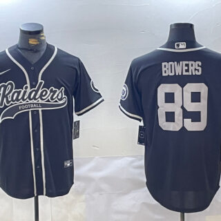 Men's Las Vegas Raiders #89 Brock Bowers Black Cool Base Stitched Baseball Jersey