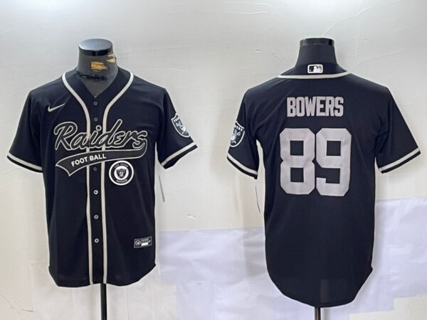 Men's Las Vegas Raiders #89 Brock Bowers Black Cool Base Stitched Baseball Jerseys