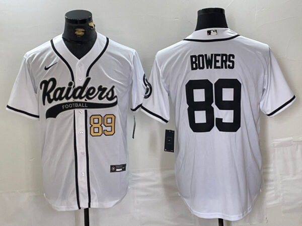 Men's Las Vegas Raiders #89 Brock Bowers White Cool Base Stitched Baseball Jerseys