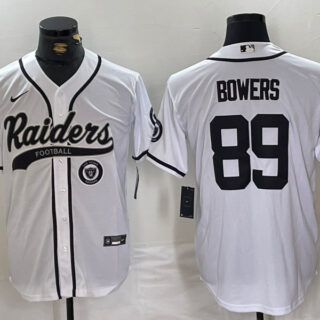 Men's Las Vegas Raiders #89 Brock Bowers White Cool Base Stitched Baseball Jerseys