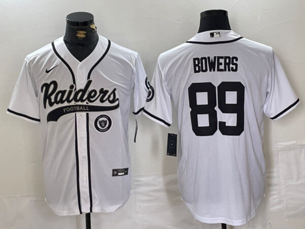 Men's Las Vegas Raiders #89 Brock Bowers White Cool Base Stitched Baseball Jerseys