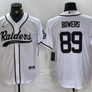 Men's Las Vegas Raiders #89 Brock Bowers White Cool Base Stitched Baseball Jersey