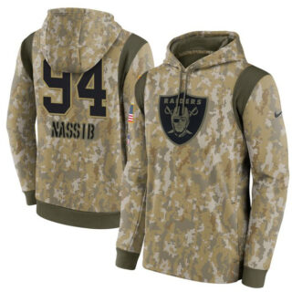 Men's Las Vegas Raiders #94 Carl Nassib Camo 2021 Salute To Service Therma Performance Pullover Hoodie
