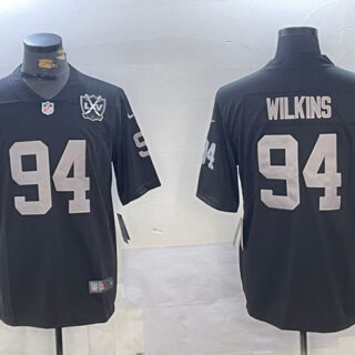 Men's Las Vegas Raiders #94 Christian Wilkins Black 65th Anniversary Patch Vapor Stitched Football Jersey