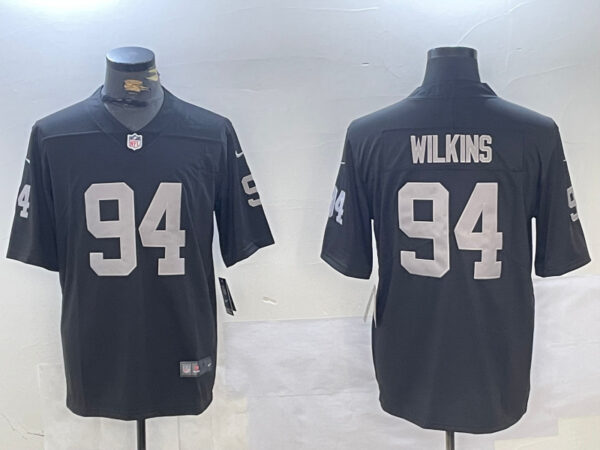 Men's Las Vegas Raiders #94 Christian Wilkins Black 65th Anniversary Patch Vapor Stitched Football Jerseys