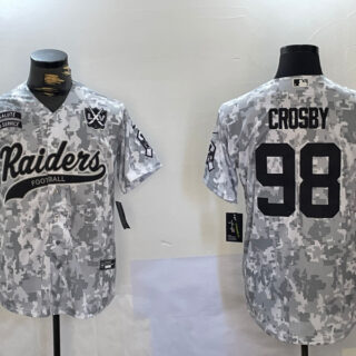 Men's Las Vegas Raiders #98 Maxx Crosby 2024 Arctic Camo Salute To Service Stitched Baseball Jerseys