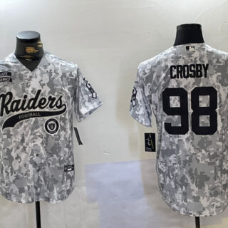 Men's Las Vegas Raiders #98 Maxx Crosby 2024 Arctic Camo Salute To Service Stitched Baseball Jerseys