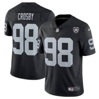 Men's Las Vegas Raiders #98 Maxx Crosby Black 2024 65th Anniversary Patch Vapor Stitched Football Jersey