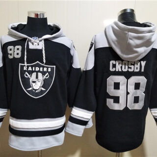 Men's Las Vegas Raiders #98 Maxx Crosby Black Ageless Must-Have Lace-Up Pullover Hoodie