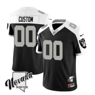 Men's Las Vegas Raiders Active Player Custom Black White 2023 F.U.S.E Nevada Silver Stat Stitched Football Jersey