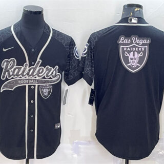 Men's Las Vegas Raiders Black Reflective Team Big Logo With Patch Cool Base Stitched Baseball Jersey