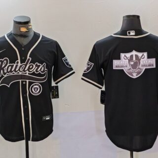 Men's Las Vegas Raiders Black Team Big Logo With Patch Cool Base Stitched Baseball Jerseys