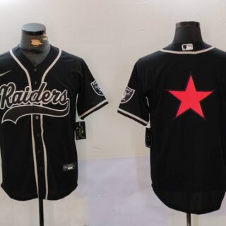 Men's Las Vegas Raiders Black Team Big Logo With Patch Cool Base Stitched Baseball Jerseys