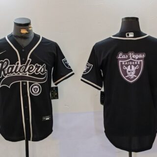 Men's Las Vegas Raiders Black Team Big Logo With Patch Cool Base Stitched Baseball Jerseys