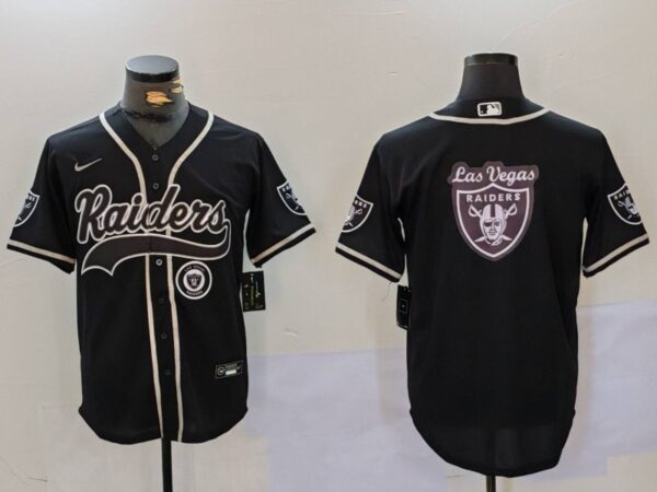 Men's Las Vegas Raiders Black Team Big Logo With Patch Cool Base Stitched Baseball Jerseys