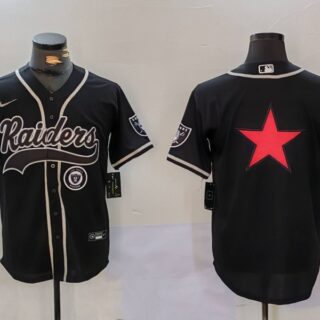 Men's Las Vegas Raiders Black Team Big Logo With Patch Cool Base Stitched Baseball Jerseys