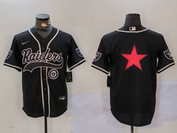 Men's Las Vegas Raiders Black Team Big Logo With Patch Cool Base Stitched Baseball Jerseys