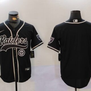 Men's Las Vegas Raiders Black Team Blank Patch Cool Base Stitched Baseball Jerseys