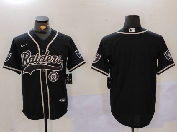 Men's Las Vegas Raiders Black Team Blank Patch Cool Base Stitched Baseball Jerseys