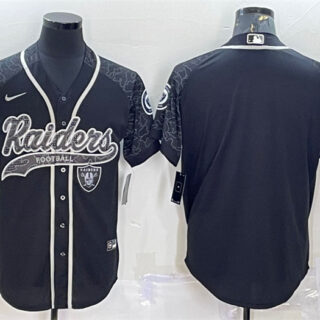 Men's Las Vegas Raiders Blank Black Reflective With Patch Cool Base Stitched Baseball Jersey