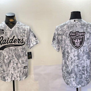Men's Las Vegas Raiders Team Big Logo 2024 Arctic Camo Salute To Service Stitched Baseball Jerseys