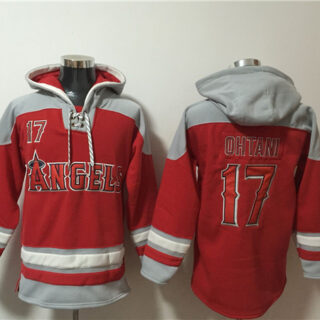 Men's Los Angeles Angels #17 Shohei Ohtani Red Ageless Must-Have Lace-Up Pullover Hoodie