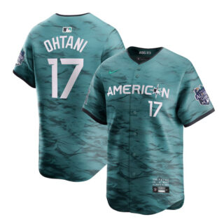 Men's Los Angeles Angels #17 Shohei Ohtani Teal 2023 All-Star Cool Base Stitched Jersey