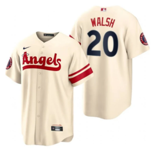 Men's Los Angeles Angels #20 Jared Walsh 2022 Cream City Connect Cool Base Stitched Jersey