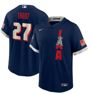 Men's Los Angeles Angels #27 Mike Trout 2021 Navy All-Star Cool Base Stitched MLB Jersey