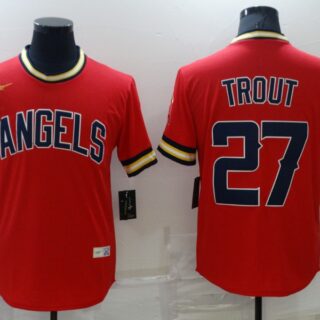 Men's Los Angeles Angels #27 Mike Trout Red Cool Base Stitched Jersey