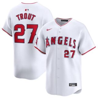 Men's Los Angeles Angels #27 Mike Trout White Home Limited Stitched Baseball Jersey