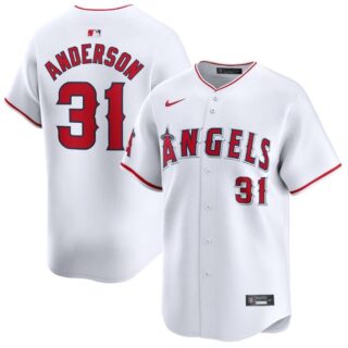 Men's Los Angeles Angels #31 Tyler Anderson White Home Limited Stitched Baseball Jersey