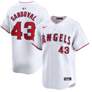 Men's Los Angeles Angels #43 Patrick Sandoval White Home Limited Stitched Baseball Jersey