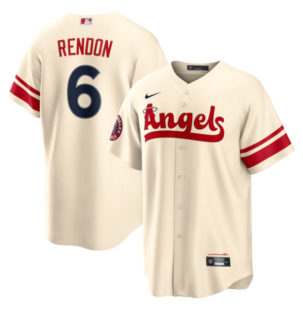 Men's Los Angeles Angels #6 Anthony Rendon 2022 Cream City Connect Cool Base Stitched Jersey