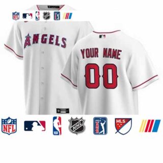 Men's Los Angeles Angels Nike White Home 2020 Replica Custom Jersey
