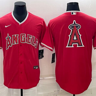 Men's Los Angeles Angels Red Team Big Logo Cool Base Stitched JerseyS