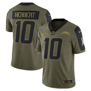 Men's Los Angeles Chargers #10 Justin Herbert Nike Olive 2021 Salute To Service Limited Player Jersey