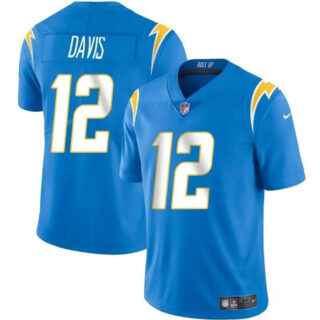 Men's Los Angeles Chargers #12 Derius Davis Blue 2024 Vapor Limited Stitched Football Jersey